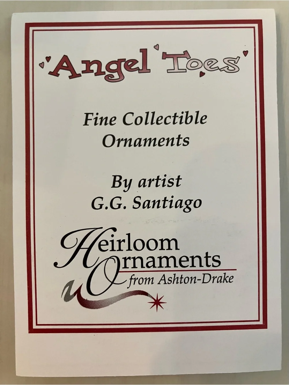 Ashton Drake collectible set of 3 Angel Toes ornaments